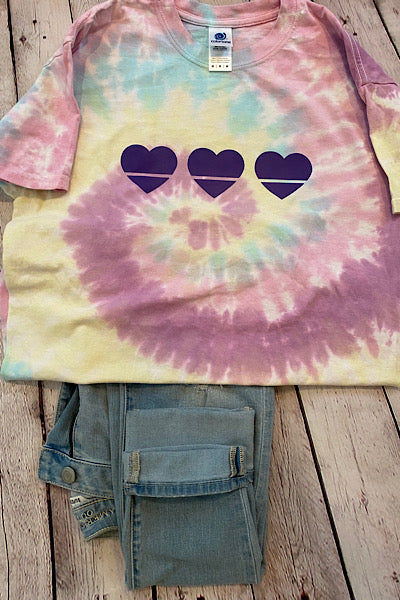 3 of Hearts | Unisex Tie Dye Heart T-Shirt