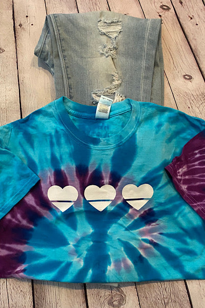 3 of Hearts | Unisex Tie Dye Heart T-Shirt