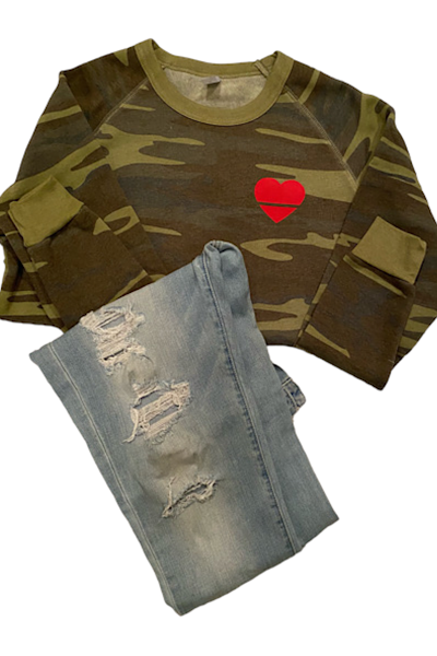 Over Your Heart | Camo Heart Sweatshirt